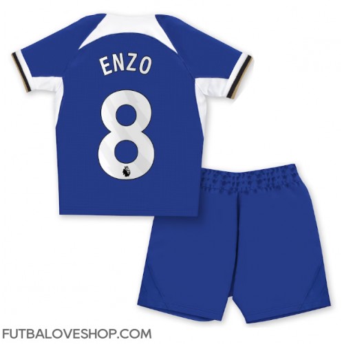 Dres Chelsea Enzo Fernandez #8 Domáci pre deti 2023-24 Krátky Rukáv (+ trenírky)